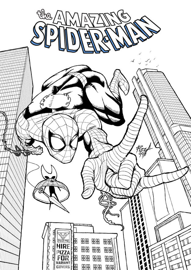 Spider-Man and Hornet Cover Fanart | B&W Inked