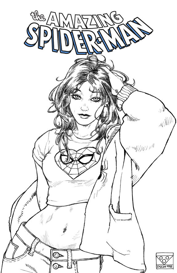 Mary Jane Watson Fanart Cover | B&W Inked